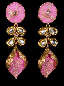 Kundan Earrings with Meenakari Work